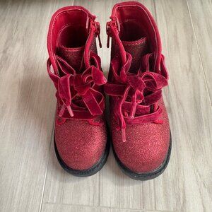 Cat & Jack Red Glitter Combat Boots Giovanna